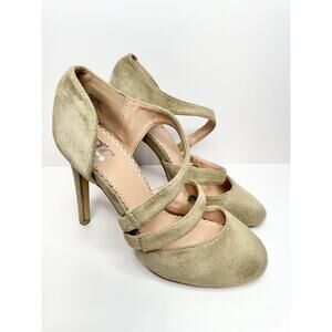 Journee‎ Collection Pumps Size 6.5 Tan Womens Zeera Heels Slip On Round Toe